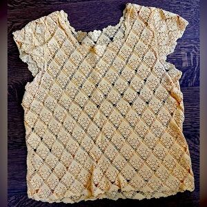 Vintage crochet hand dyed yellow top